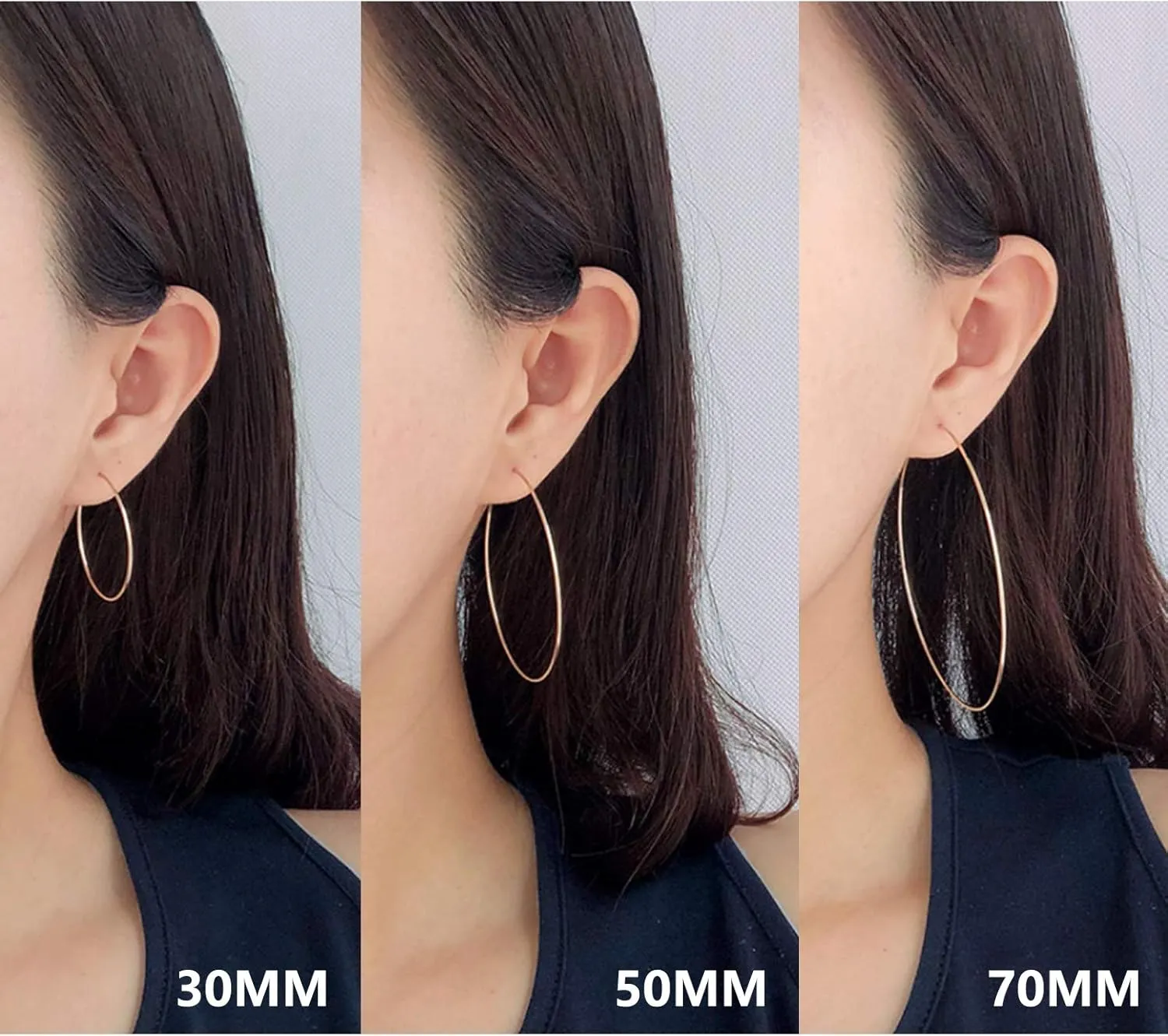 Thin Gold Hoop Earrings for Women - Hypoallergenic Lightweight Gold Hoop Earrings Dainty - Large