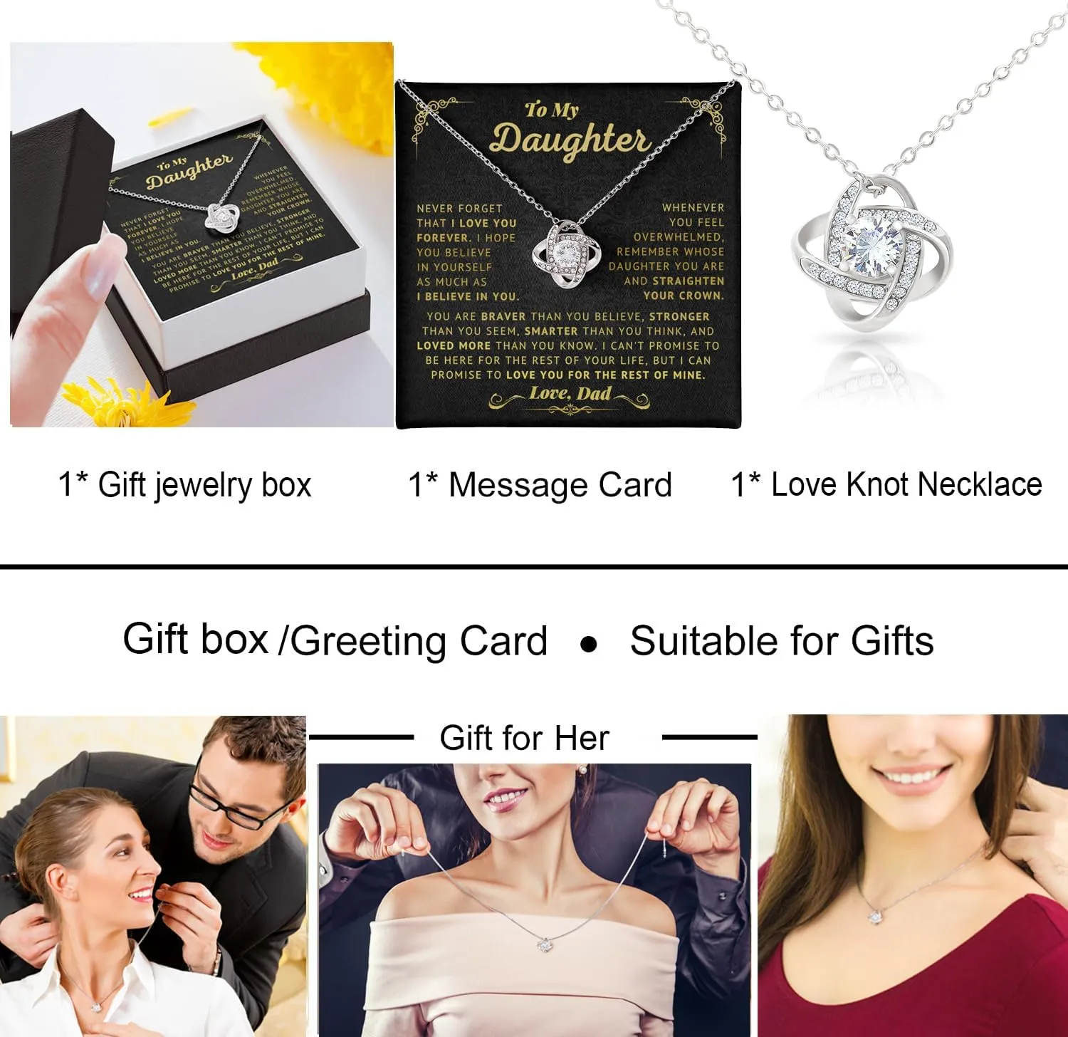 To My Daughter Necklace From Dad, Beautiful Gift For Daughter From Dad Never Forget That I Love You Necklace, Gifts For Daughter From Dad, Birthday Gifts For Daughter, Father Daughter Gifts With Inspirational Message Card
