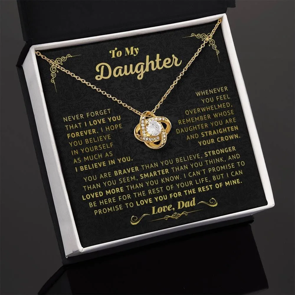 To My Daughter Necklace From Dad, Beautiful Gift For Daughter From Dad Never Forget That I Love You Necklace, Gifts For Daughter From Dad, Birthday Gifts For Daughter, Father Daughter Gifts With Inspirational Message Card