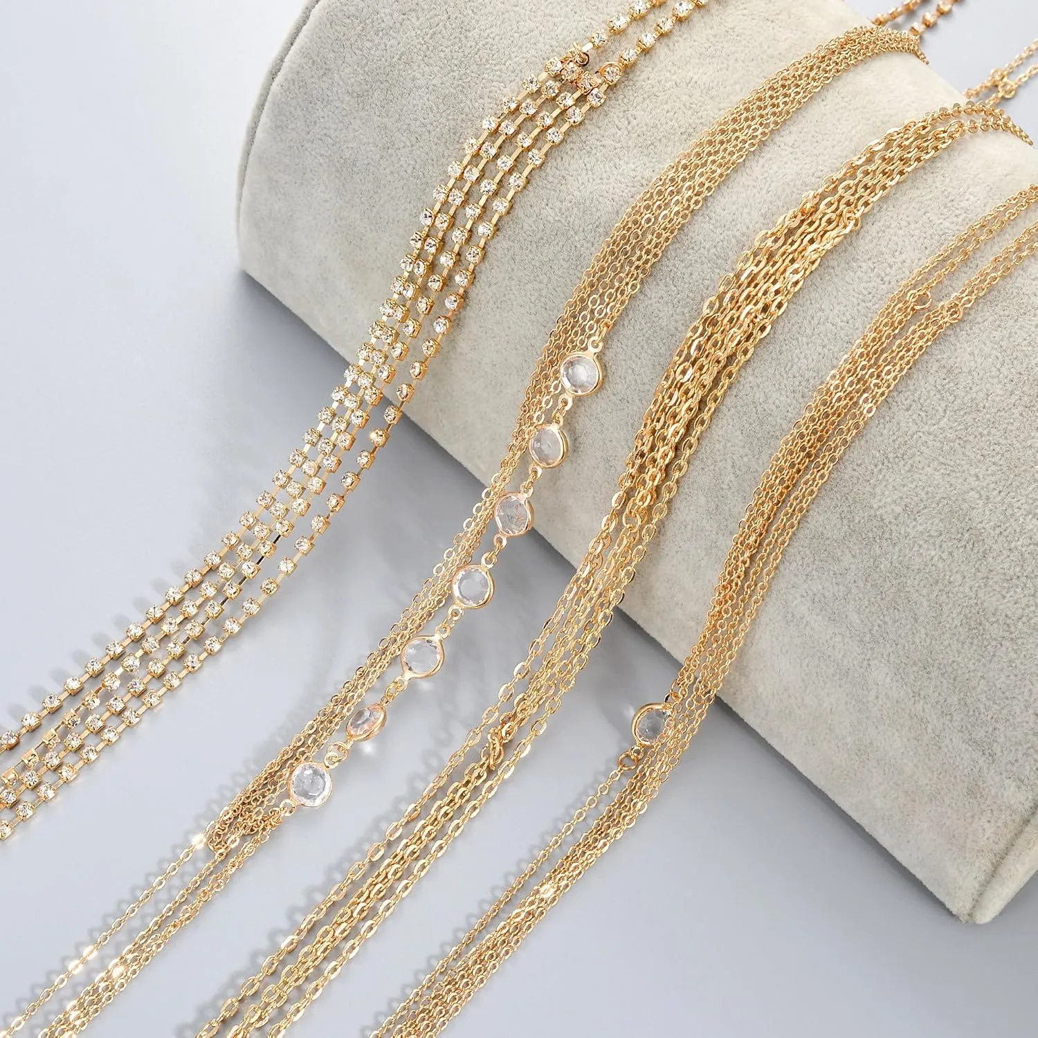 Tornito 4-8Pcs Sexy Body Chain Belly Waist Chain Necklace Summer Beach Bikini Bra Body Jewelry for Women Gold Tone