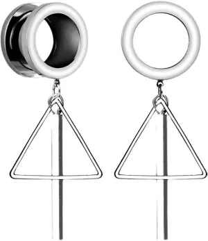 Triangle Bar Pendant Ear Tunnels Plug,Stainless Steel Screw Ear Expander Flesh Tunnels Piercing