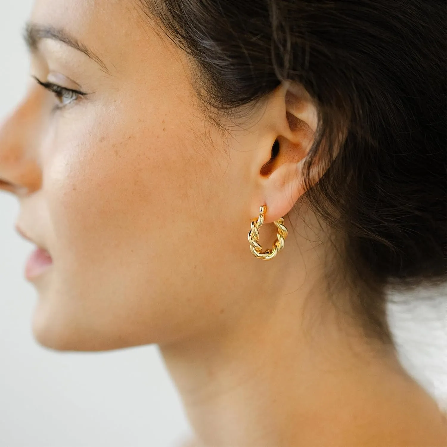 Twisted Gold Hoop Earrings for Women, Thick Chunky Hoops Hypoallergenic Vintage Twist Earings Big