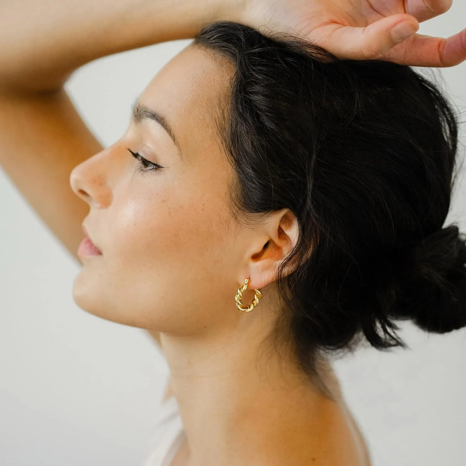 Twisted Gold Hoop Earrings for Women, Thick Chunky Hoops Hypoallergenic Vintage Twist Earings Big