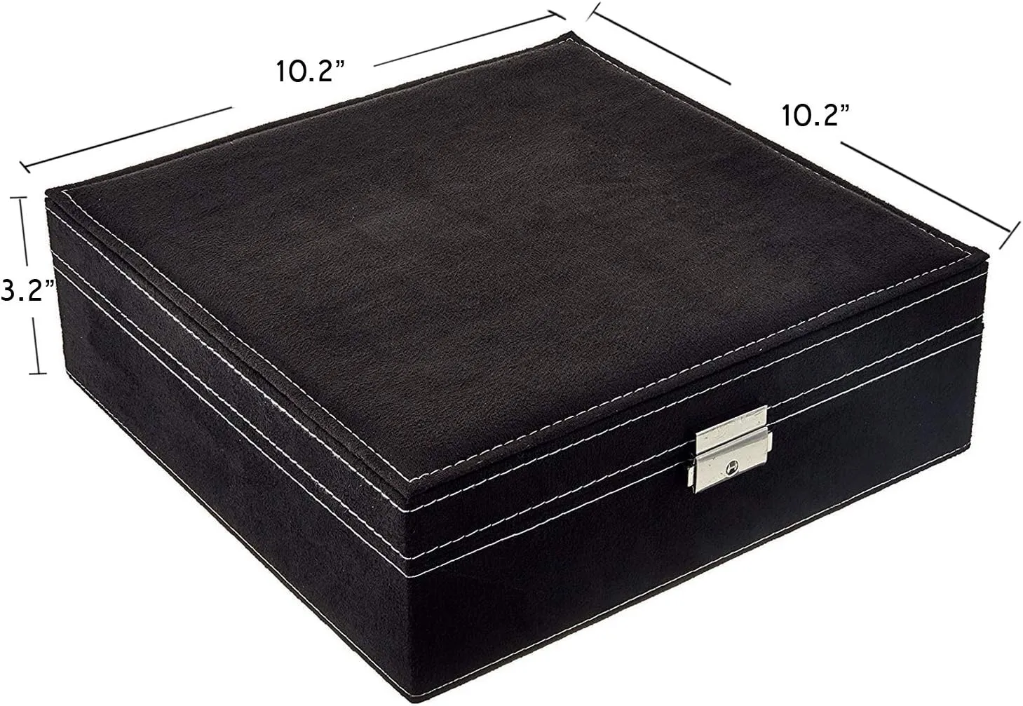 Two-Layer Jewelry Box Organizer Display Storage case with Lock (Black)