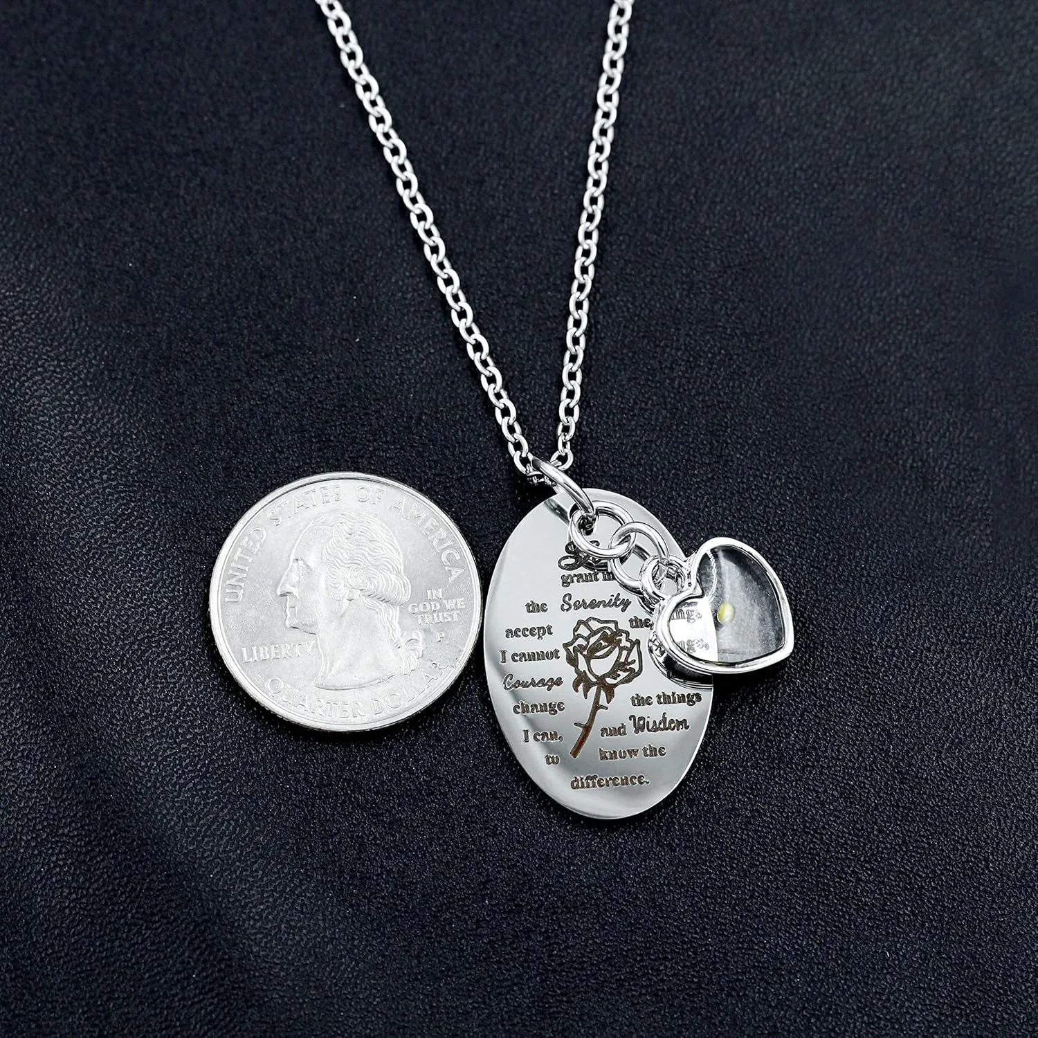 Uloveido Inspirational God Grant Me Serenity Prayer Necklace Oval Pendant Religious Courage Jewelry with Mustard Seed Y827
