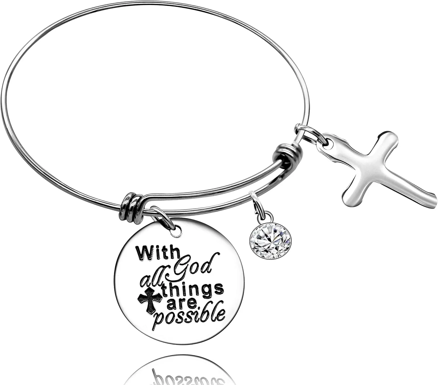 Uloveido Stainless Steel Christian Bible Verse Quote Expandable Wire Bangle Bracelets 2.5 Inches