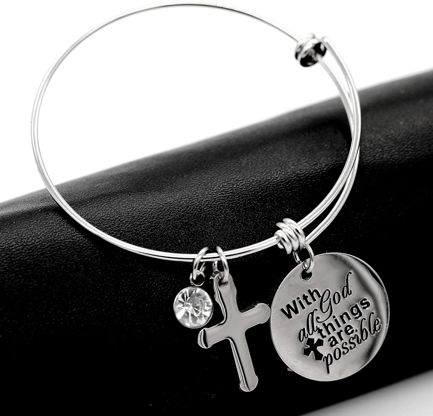 Uloveido Stainless Steel Christian Bible Verse Quote Expandable Wire Bangle Bracelets 2.5 Inches