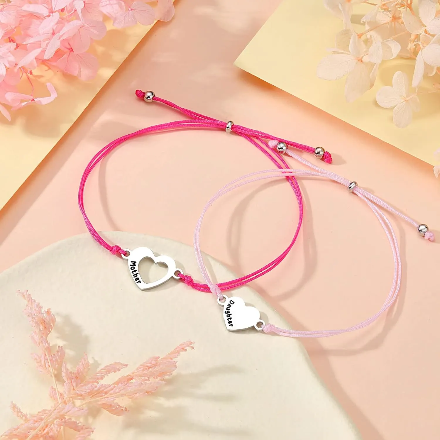 UNGENT THEM Matching Heart Mother Daughter Bracelets Back to School Bracelet First Day of School Gift