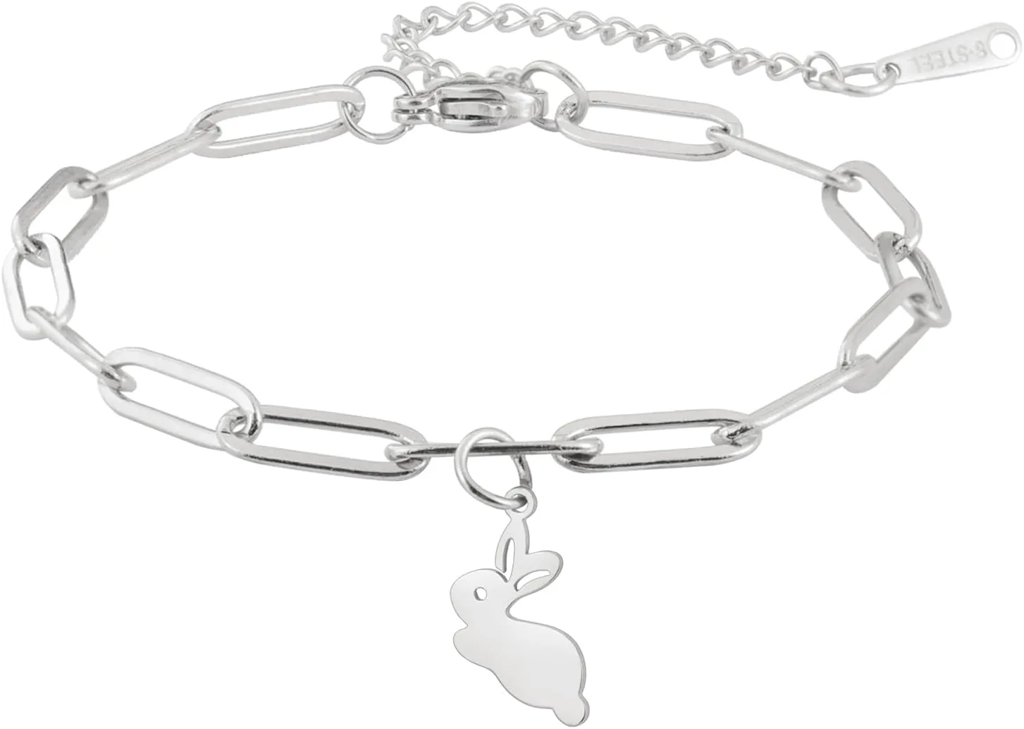 UNIFT Easter Rabbit Bracelets Anklets for Women Stainless Steel Ctue Spiritual Bunny Paperclip Bracelet Anklet Friendship Jewelry Gifts