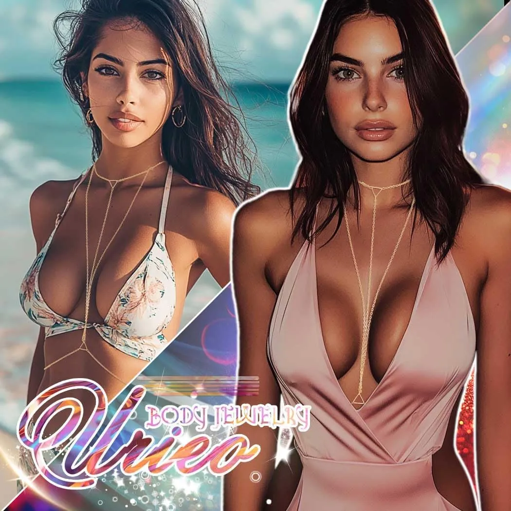 Urieo Sparkly Rhinestone Bra Chain Silver Crystal Layered Chest Chain Diamond Sexy Necklaces Body Chain Jewelry for Women