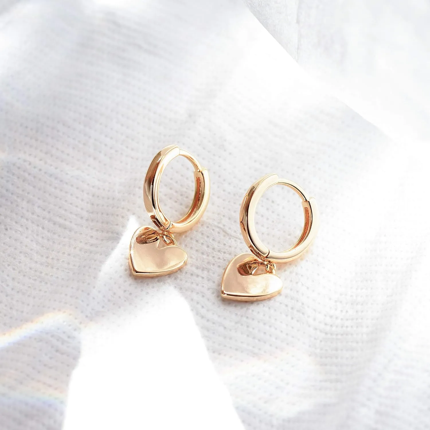 VACRONA Gold Heart Hoop Earrings Huggie Earrings for Women 14k Gold Plated Small Hoops Earrings