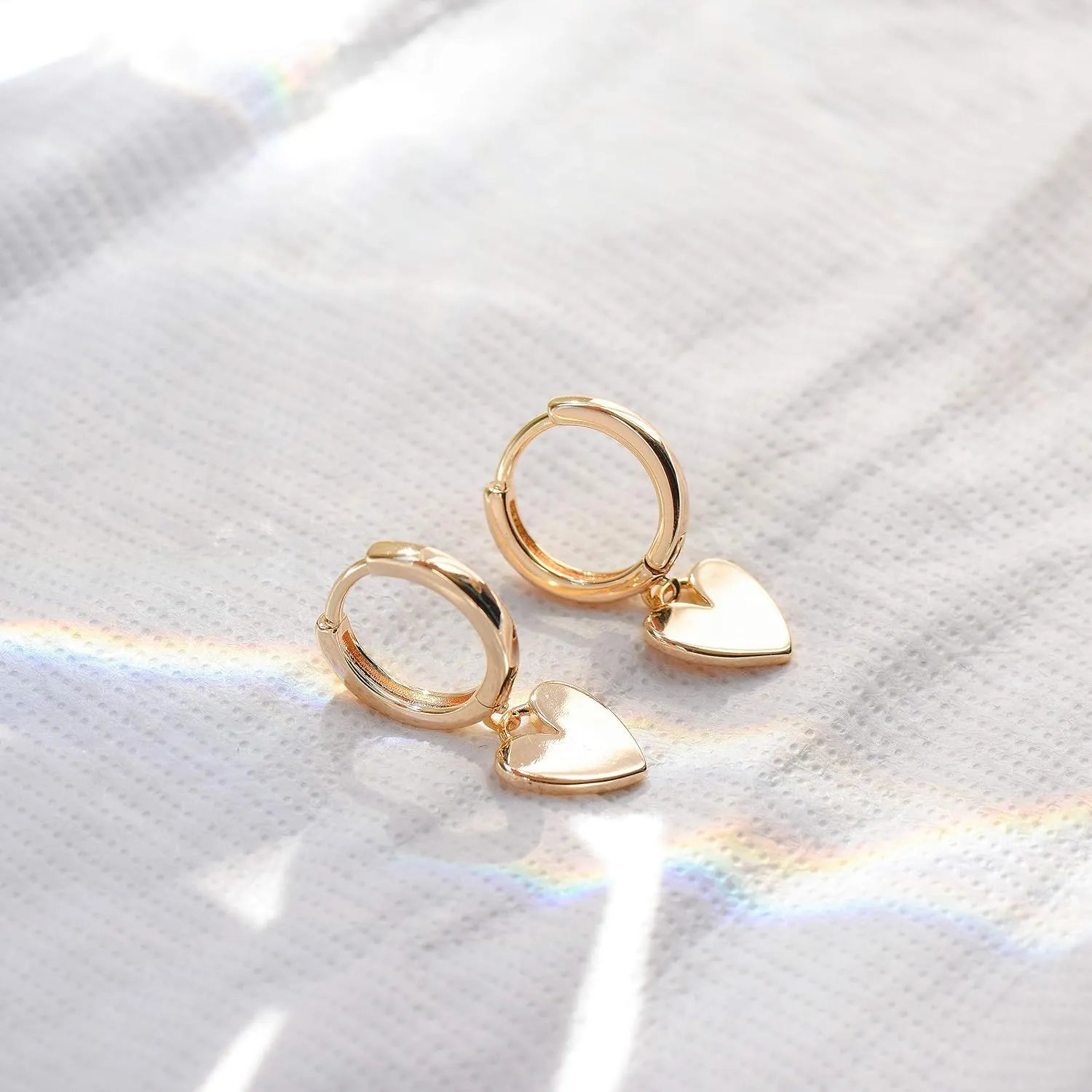 VACRONA Gold Heart Hoop Earrings Huggie Earrings for Women 14k Gold Plated Small Hoops Earrings