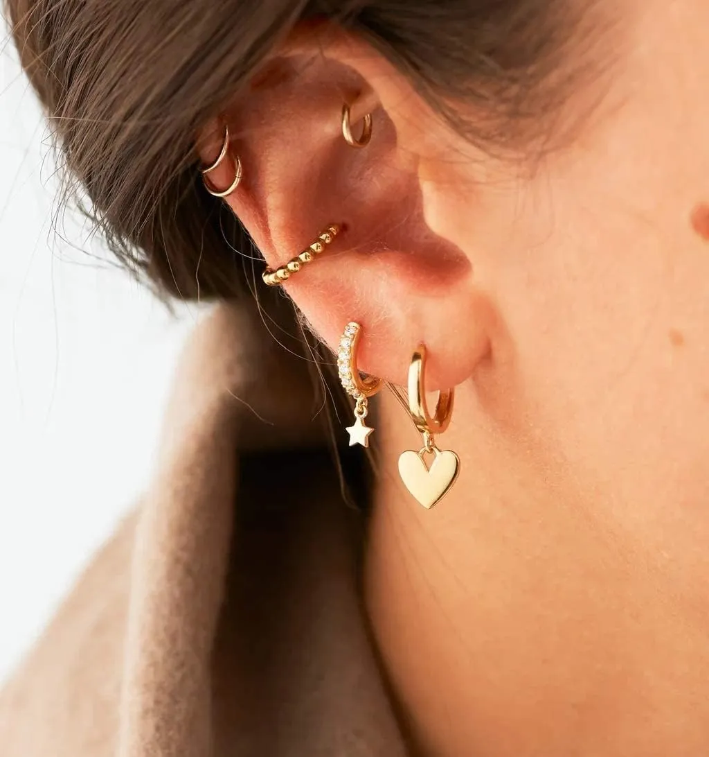 VACRONA Gold Heart Hoop Earrings Huggie Earrings for Women 14k Gold Plated Small Hoops Earrings