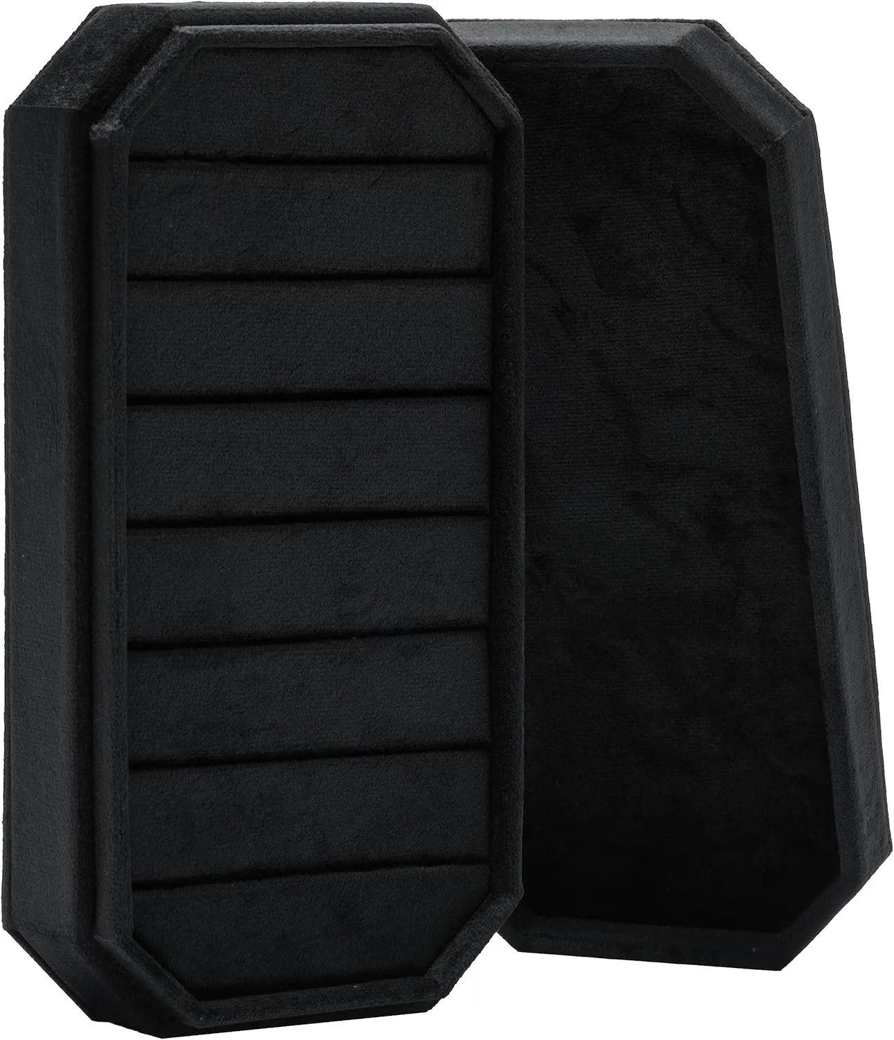 Velvet Ring Organizer Display Tray Jewelry Box Earring Holder Case for Wedding Birthday Christmas Day (Black)