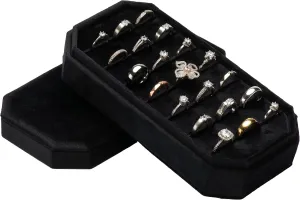 Velvet Ring Organizer Display Tray Jewelry Box Earring Holder Case for Wedding Birthday Christmas Day (Black)