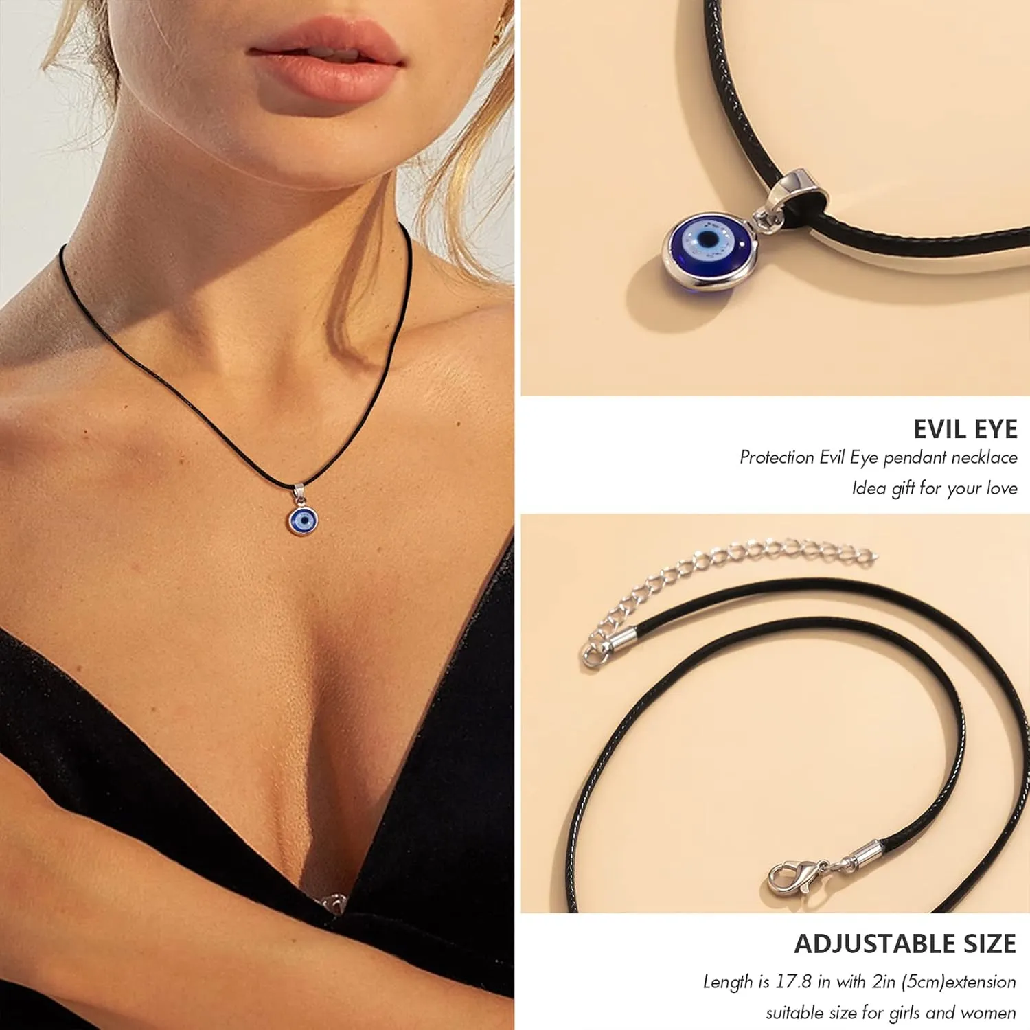 VIBILIA Evil Eye Necklace Sun Pendant Turkish Blue Eye Protection Lucky Necklaces Jewelry Gifts for Men Women (Sun) - Silver