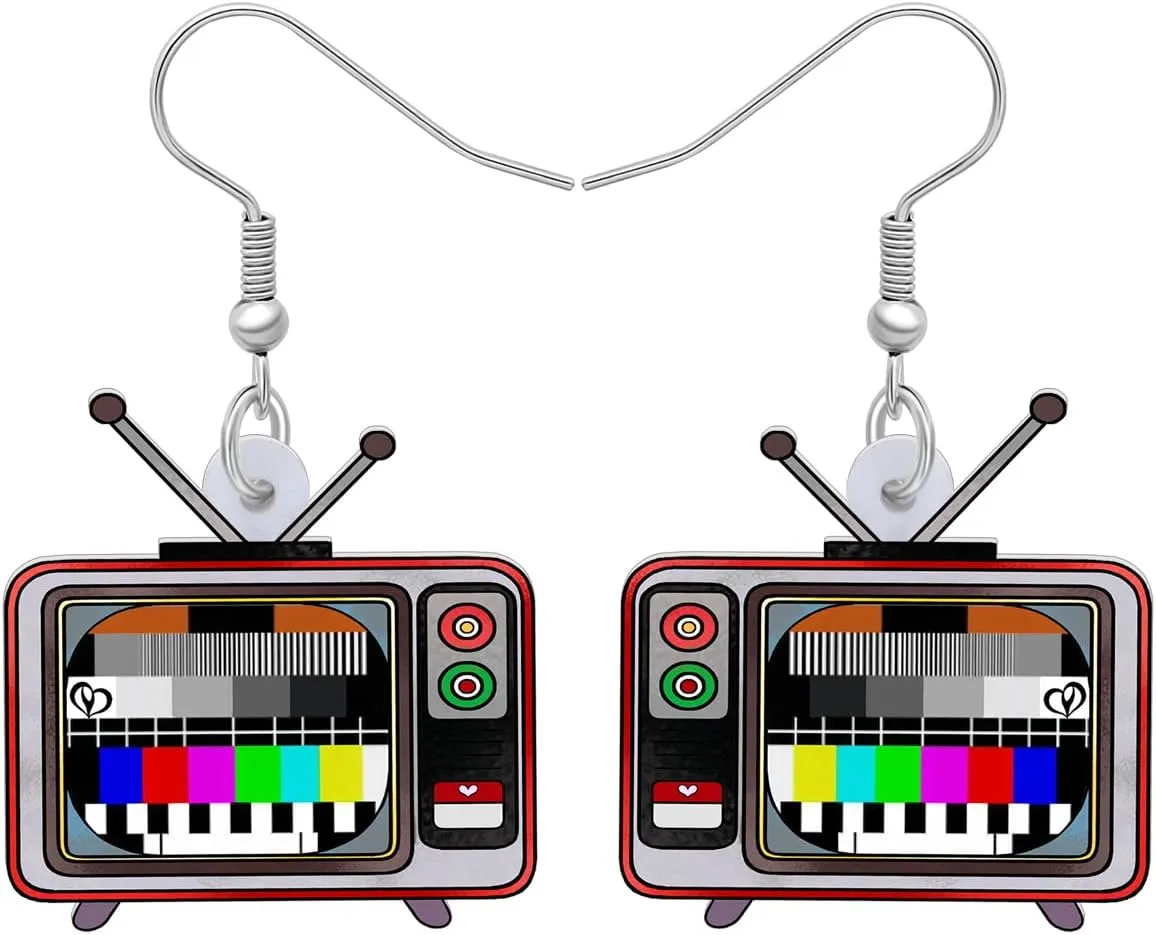 Vintage Cassette Tape Earrings Dangle Retro Phonograph Television Jewelry Nostalgia 90s 80s Accessories for Women