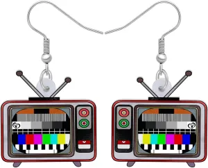 Vintage Cassette Tape Earrings Dangle Retro Phonograph Television Jewelry Nostalgia 90s 80s Accessories for Women