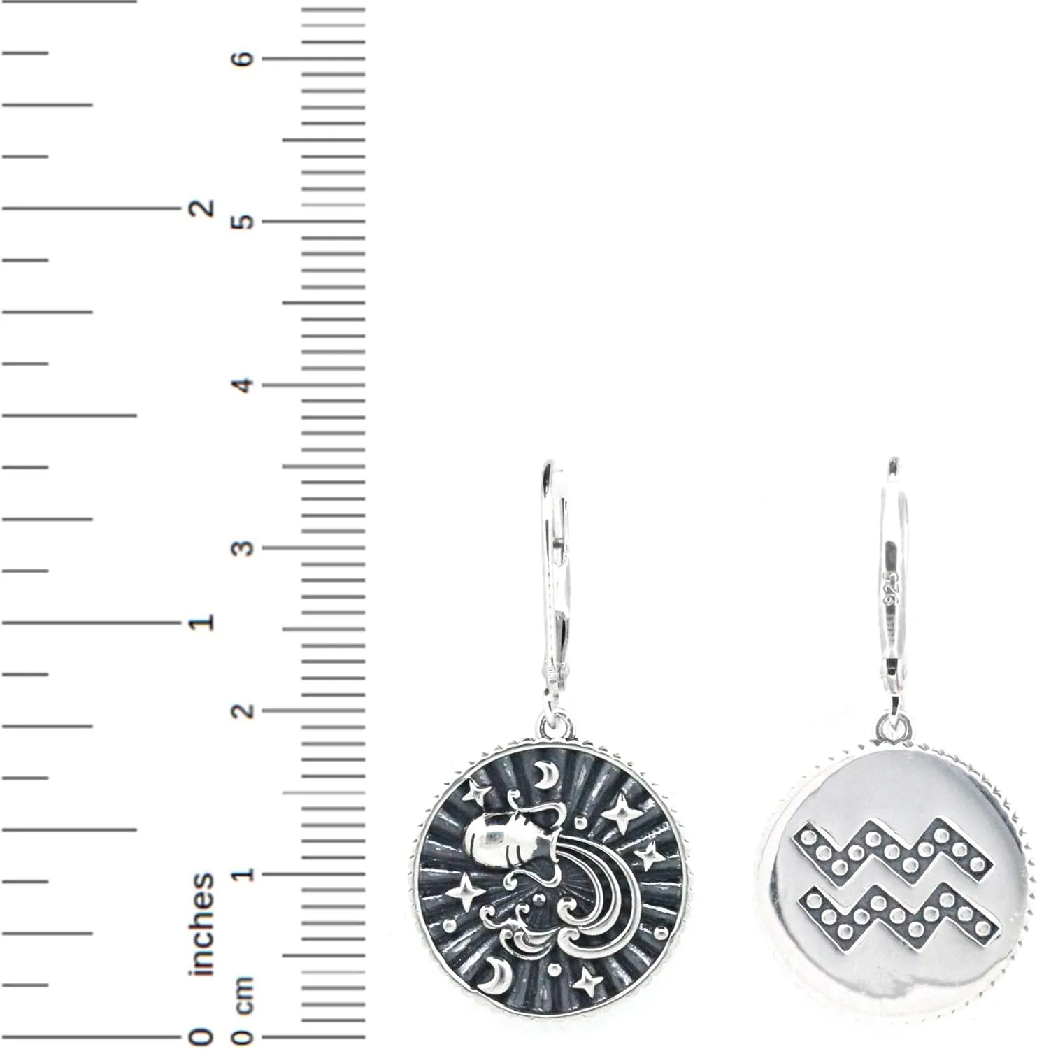 Vintage Style Sterling Silver Zodiac Horoscope Signs Leverback Dangle Earrings