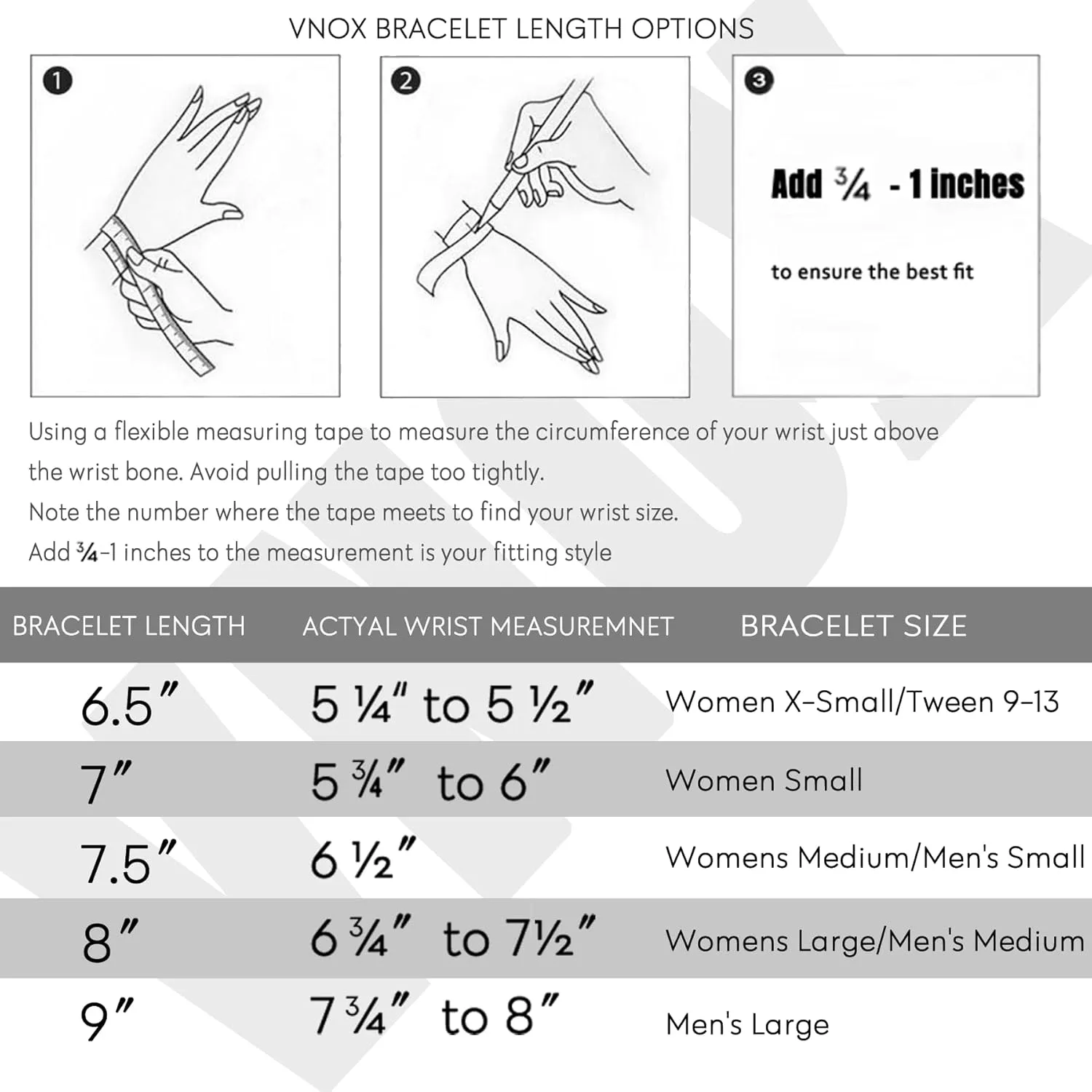 VNOX 2 Pcs Chain Bracelet for Men Women - Sturdy Stainless Steel Curb Width Cuban Link Chain Bracelet Set for Men Women,6.5/7/7.4/8.2/9 Inches