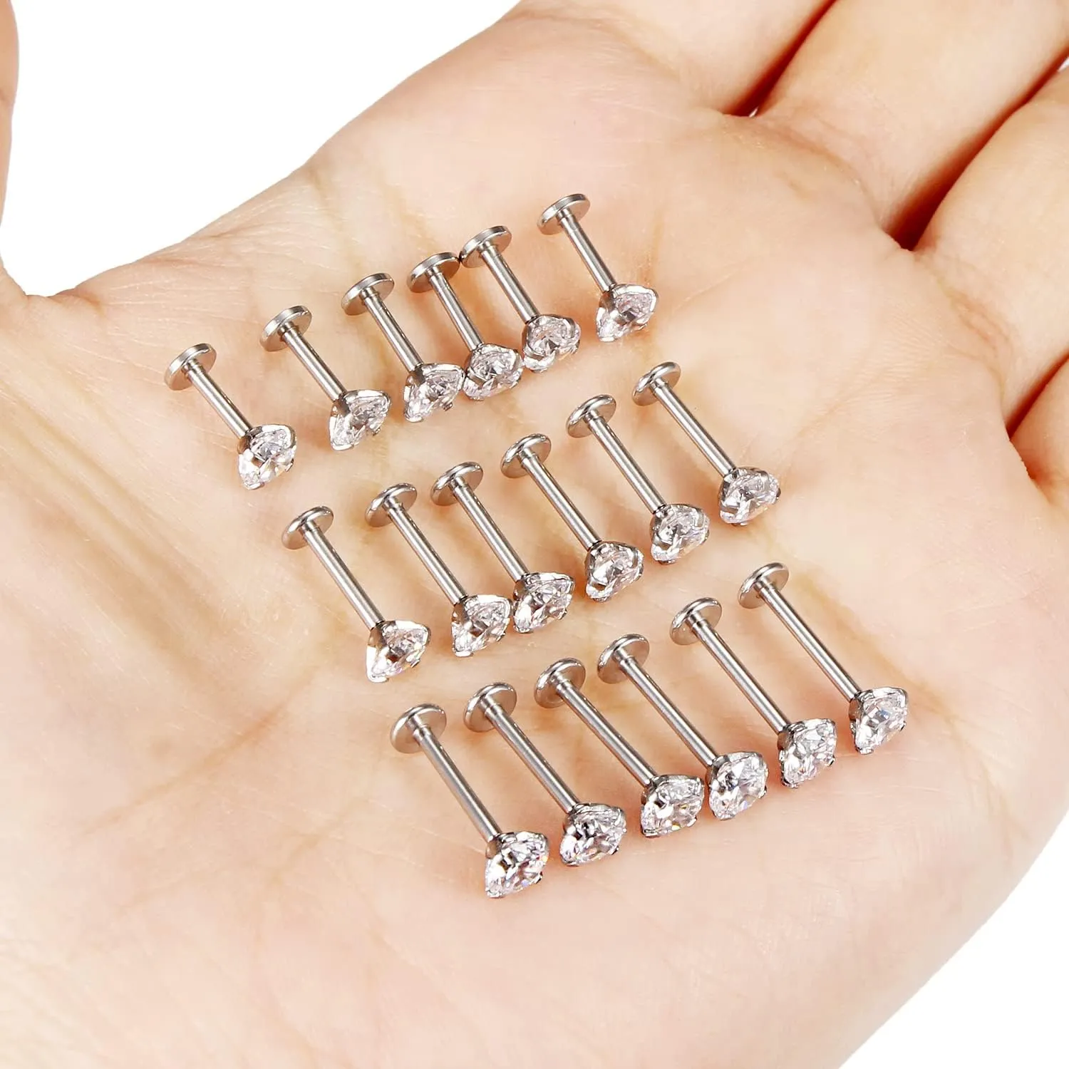 Vsnnsns 16G Lip Rings Stainless Steel Tragus Helix Conch Piercing Jewelry Snake Bite Piercing Monroe Lip Rings Labret Medusa Cartilage Lobe Earrings Studs Piercing Jewelry 6MM 8MM 10MM Silver 18PCS