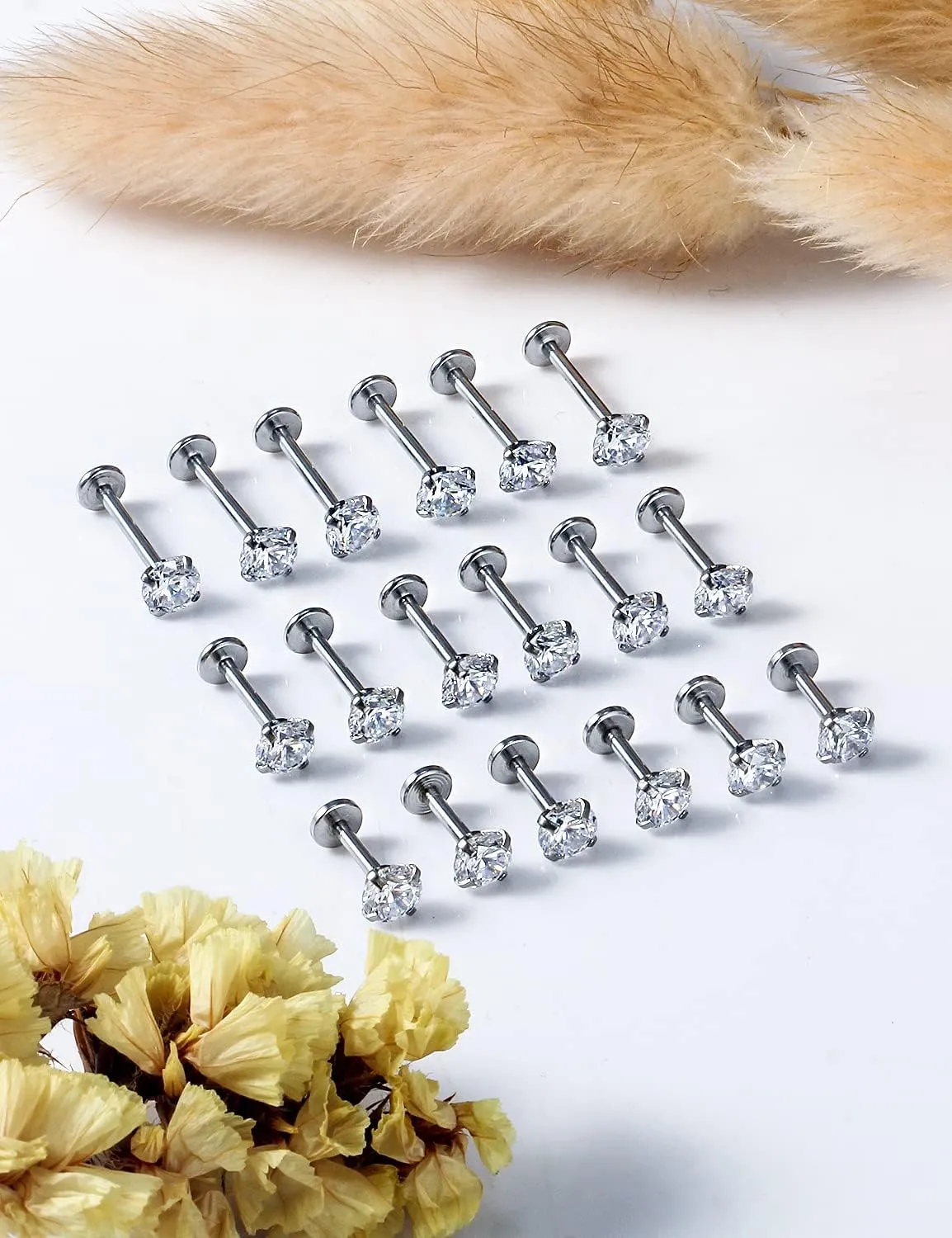 Vsnnsns 16G Lip Rings Stainless Steel Tragus Helix Conch Piercing Jewelry Snake Bite Piercing Monroe Lip Rings Labret Medusa Cartilage Lobe Earrings Studs Piercing Jewelry 6MM 8MM 10MM Silver 18PCS