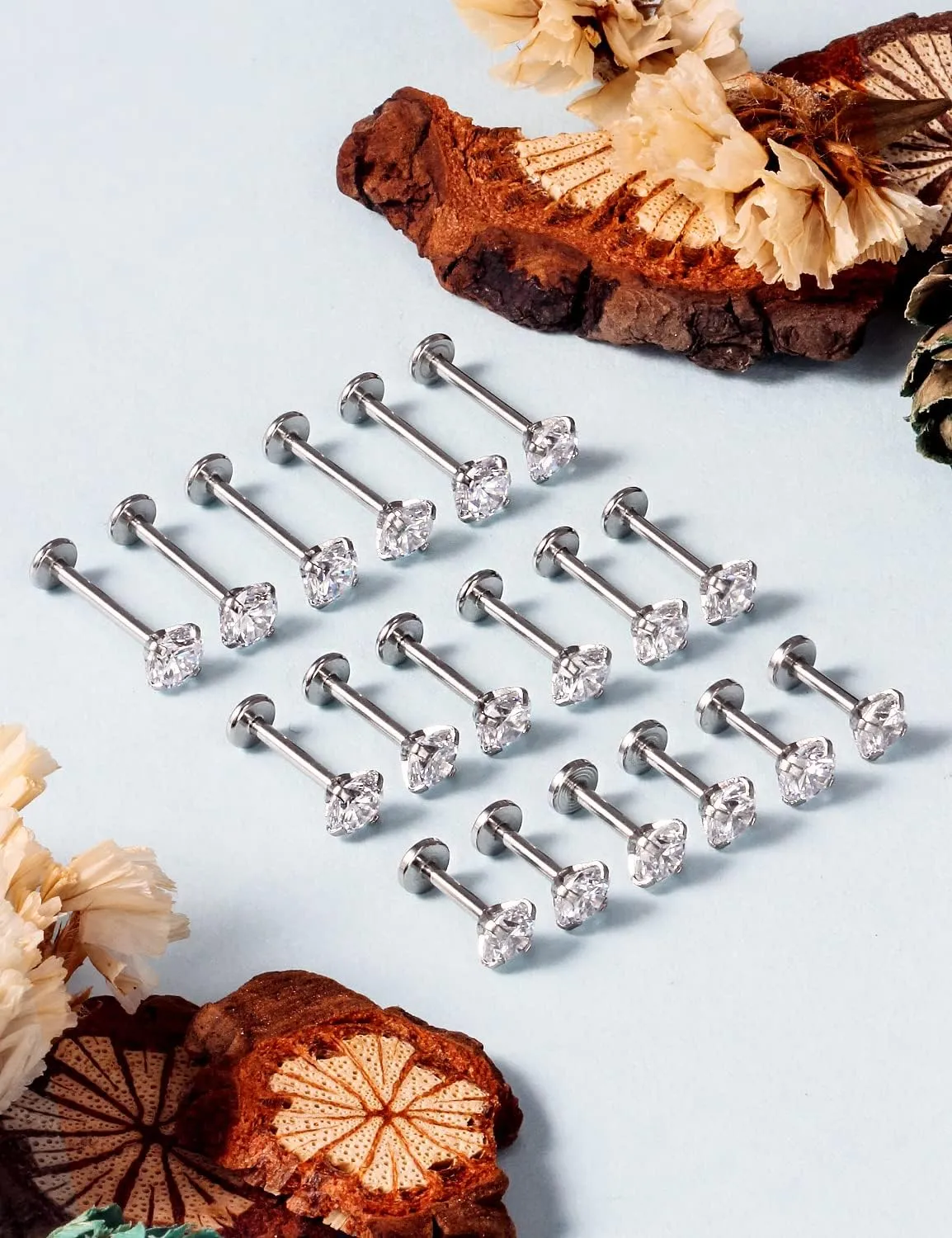 Vsnnsns 16G Lip Rings Stainless Steel Tragus Helix Conch Piercing Jewelry Snake Bite Piercing Monroe Lip Rings Labret Medusa Cartilage Lobe Earrings Studs Piercing Jewelry 6MM 8MM 10MM Silver 18PCS