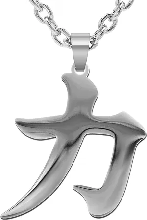 Wchama Strength Kanji Japanese Pendant Necklace for Women Men  Stainless Steel Symbol Jewelry Chain Good Luck Charm Necklaces