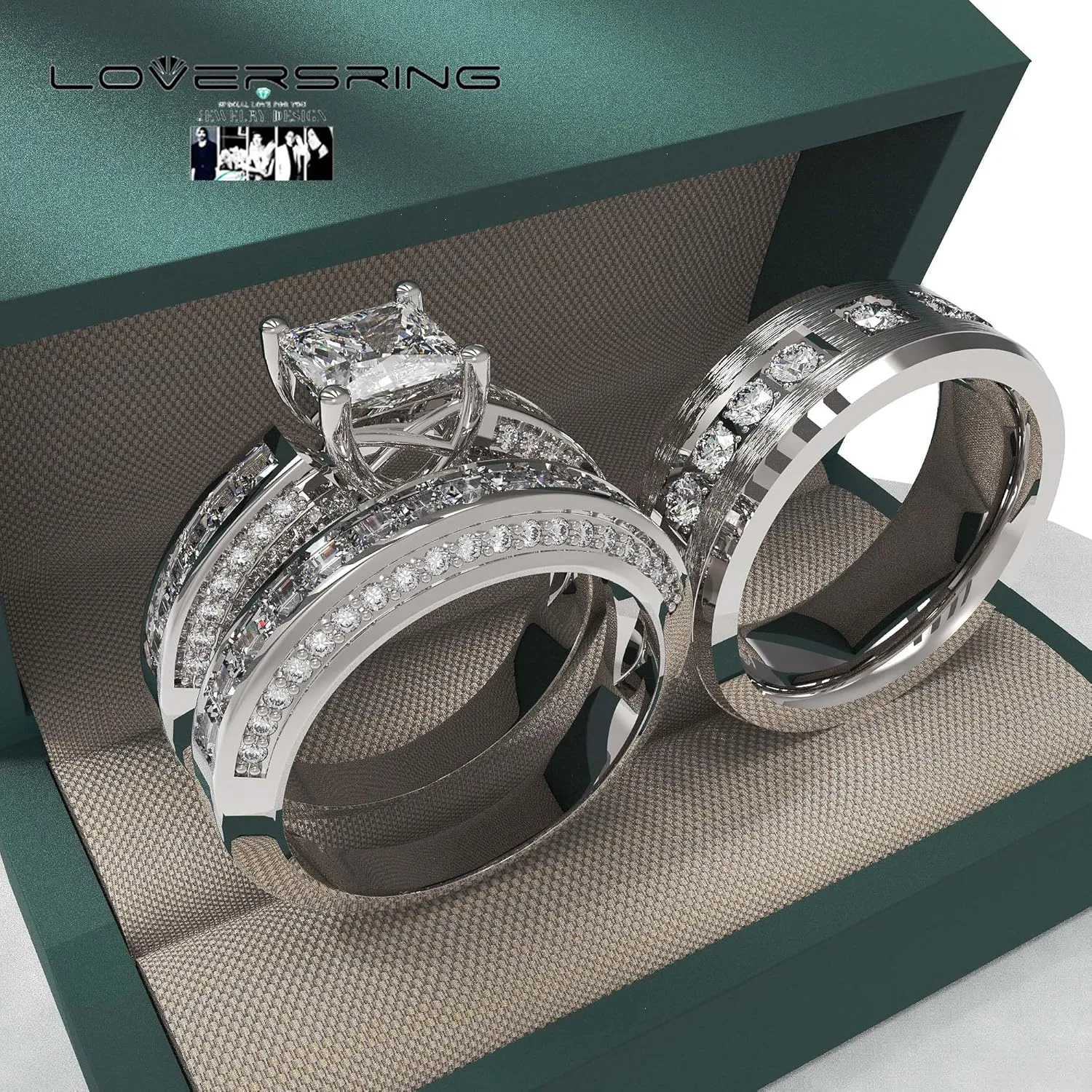 Wedding Ring Sets His And Hers Promise Ring Wedding Ring Sets His And Hers Couples Women 925 Sterling Silver Round Moissanite Man titanium Wedding Band