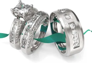 Wedding Ring Sets His And Hers Promise Ring Wedding Ring Sets His And Hers Couples Women 925 Sterling Silver Round Moissanite Man titanium Wedding Band