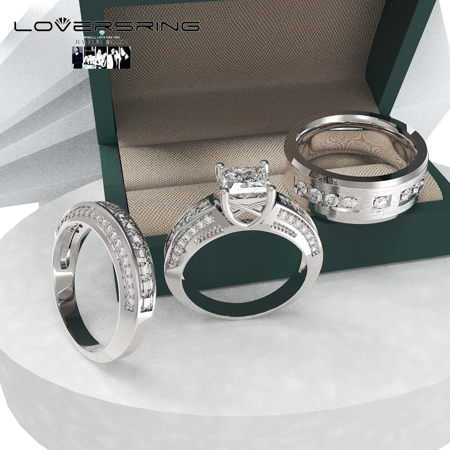 Wedding Ring Sets His And Hers Promise Ring Wedding Ring Sets His And Hers Couples Women 925 Sterling Silver Round Moissanite Man titanium Wedding Band