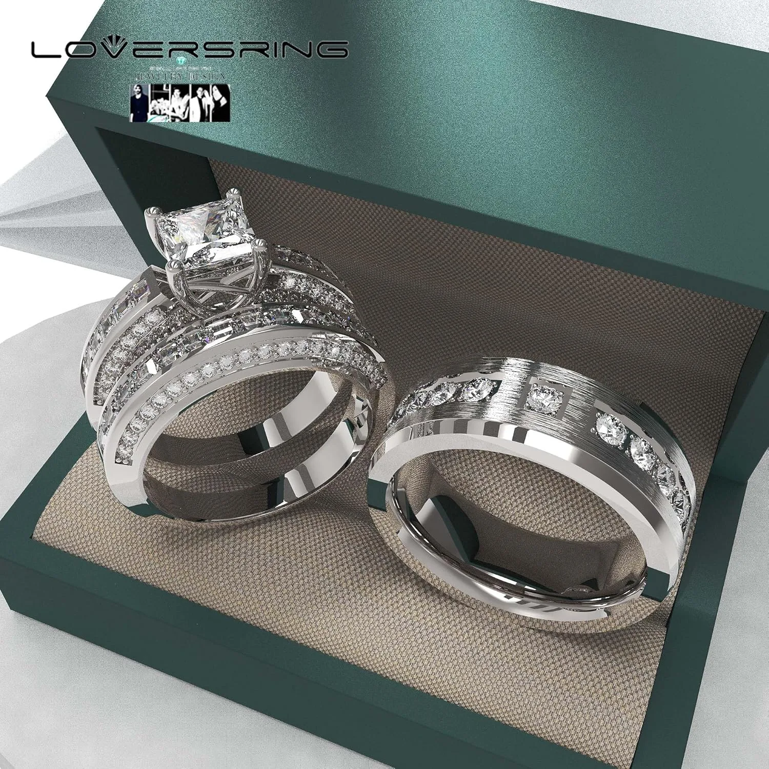 Wedding Ring Sets His And Hers Promise Ring Wedding Ring Sets His And Hers Couples Women 925 Sterling Silver Round Moissanite Man titanium Wedding Band