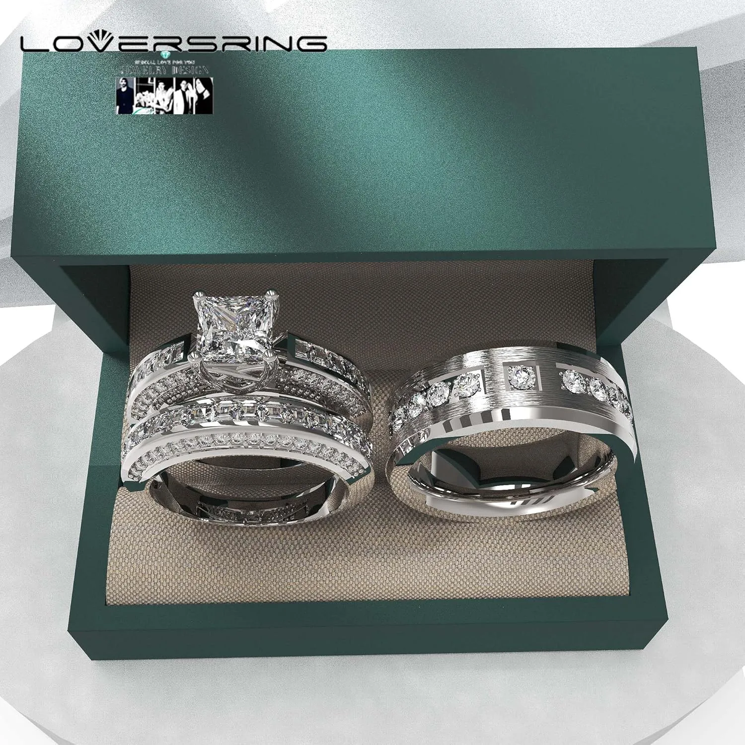 Wedding Ring Sets His And Hers Promise Ring Wedding Ring Sets His And Hers Couples Women 925 Sterling Silver Round Moissanite Man titanium Wedding Band