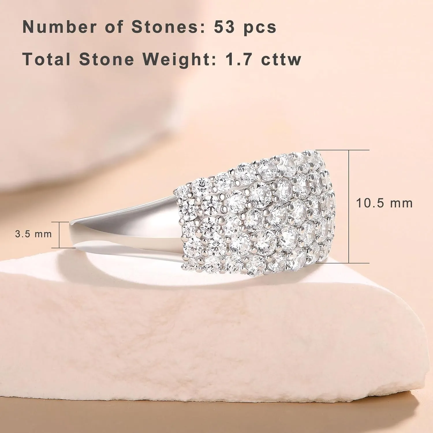 Wide Wedding Bands for Her AAAAA 925 Sterling Silver Engagement Rings for Women Bridal Eternity Cz Size 5-10