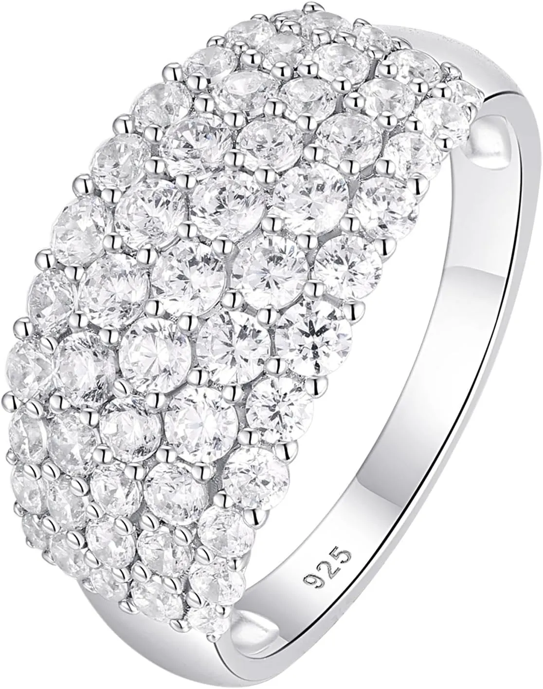 Wide Wedding Bands for Her AAAAA 925 Sterling Silver Engagement Rings for Women Bridal Eternity Cz Size 5-10