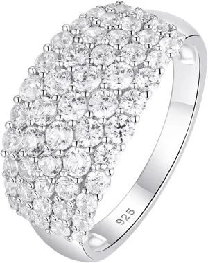 Wide Wedding Bands for Her AAAAA 925 Sterling Silver Engagement Rings for Women Bridal Eternity Cz Size 5-10