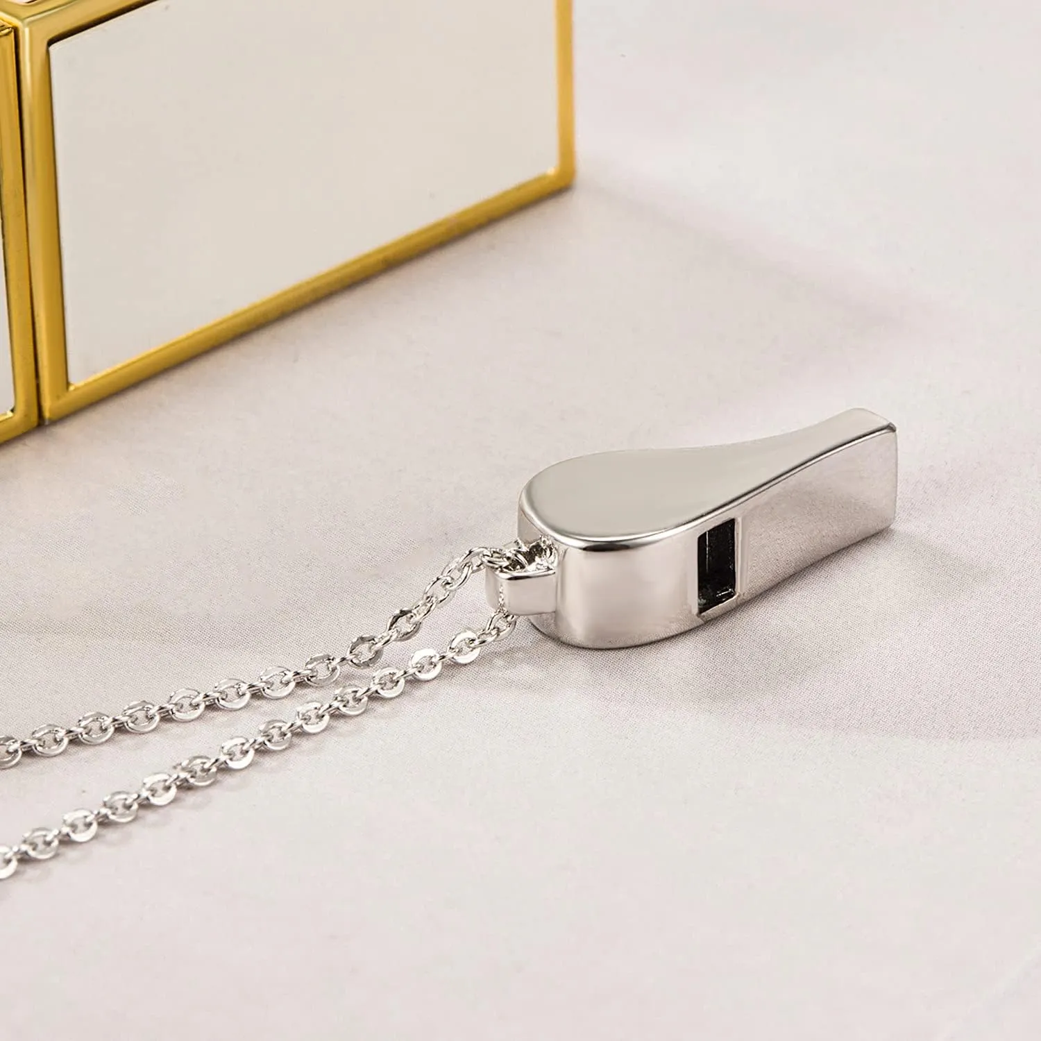 Women Fashion 925 Sterling Silver Whistle Necklace - Creative Men Crisp Sound Whistle Pendant Choker 18 "20" Rolo Chain link Fine Jewelry Gift