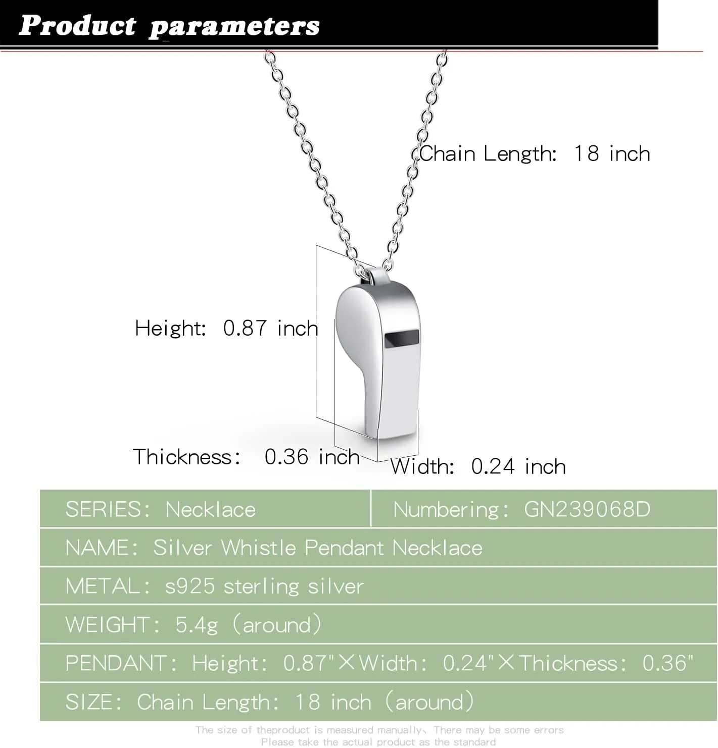 Women Fashion 925 Sterling Silver Whistle Necklace - Creative Men Crisp Sound Whistle Pendant Choker 18 "20" Rolo Chain link Fine Jewelry Gift
