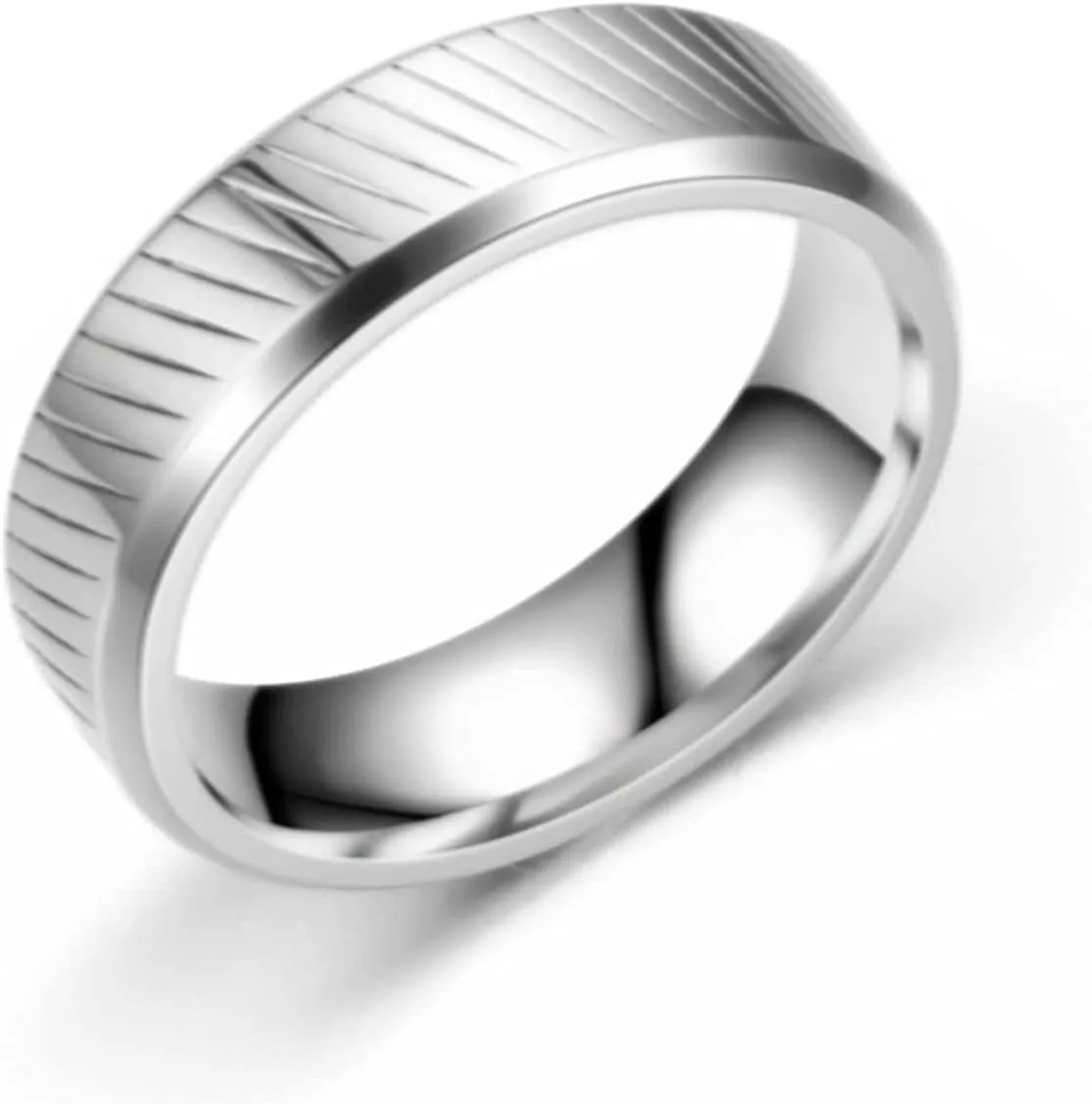 Womens Rings Silver Ring Twill Pattern, Stainless Steel Couple Rings
