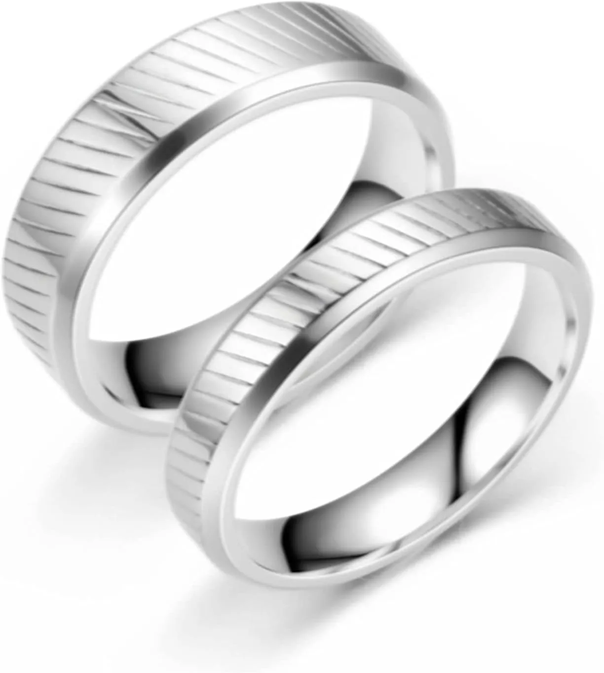 Womens Rings Silver Ring Twill Pattern, Stainless Steel Couple Rings