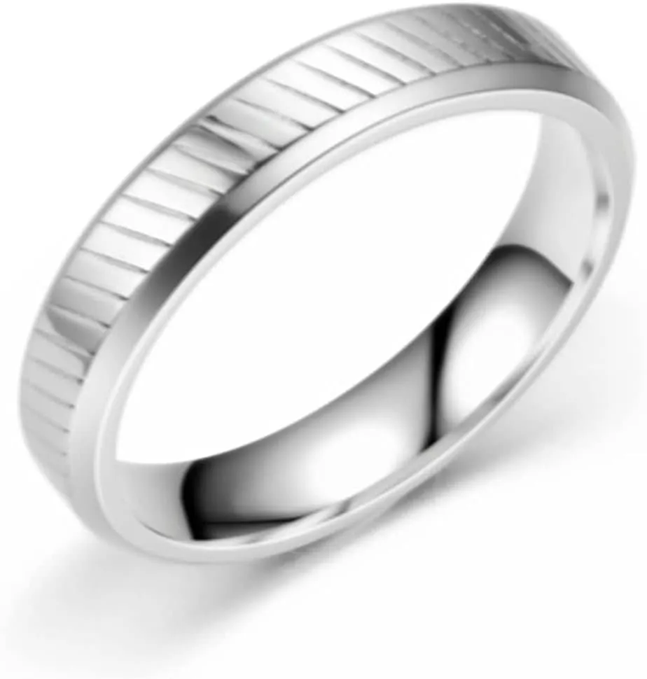 Womens Rings Silver Ring Twill Pattern, Stainless Steel Couple Rings
