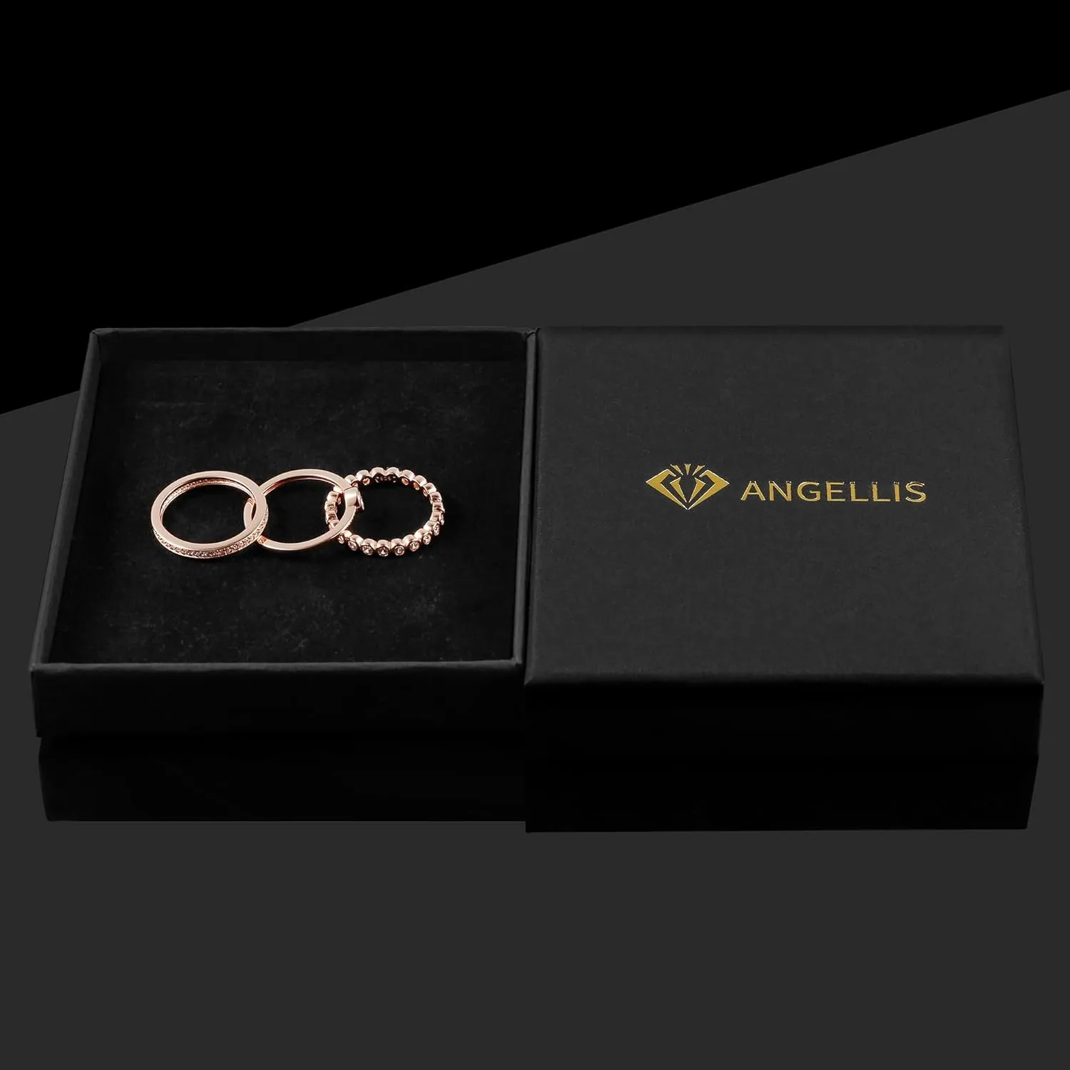 Womens Stackable Rings Set Gold Plated Wedding Bands 925 Sterling Silver Eternity Rings Statement Rings with Cubic Zirconia Size 5-10