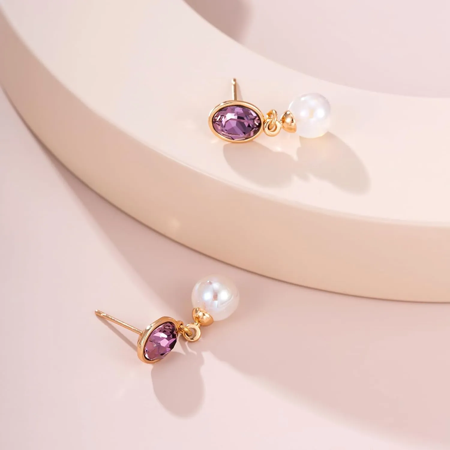 XUPING Simulated Pearl Earrings For Women 18K Gold Plated Silver Round Stud Cubic Zirconia Dangle Hoop Hypoallergenic Crystal Earring Jewelry
