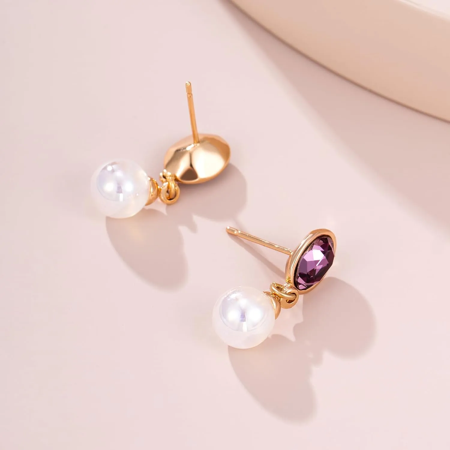 XUPING Simulated Pearl Earrings For Women 18K Gold Plated Silver Round Stud Cubic Zirconia Dangle Hoop Hypoallergenic Crystal Earring Jewelry