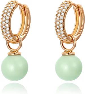 XUPING Simulated Pearl Earrings For Women 18K Gold Plated Silver Round Stud Cubic Zirconia Dangle Hoop Hypoallergenic Crystal Earring Jewelry