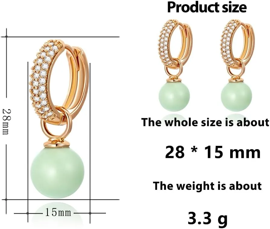 XUPING Simulated Pearl Earrings For Women 18K Gold Plated Silver Round Stud Cubic Zirconia Dangle Hoop Hypoallergenic Crystal Earring Jewelry