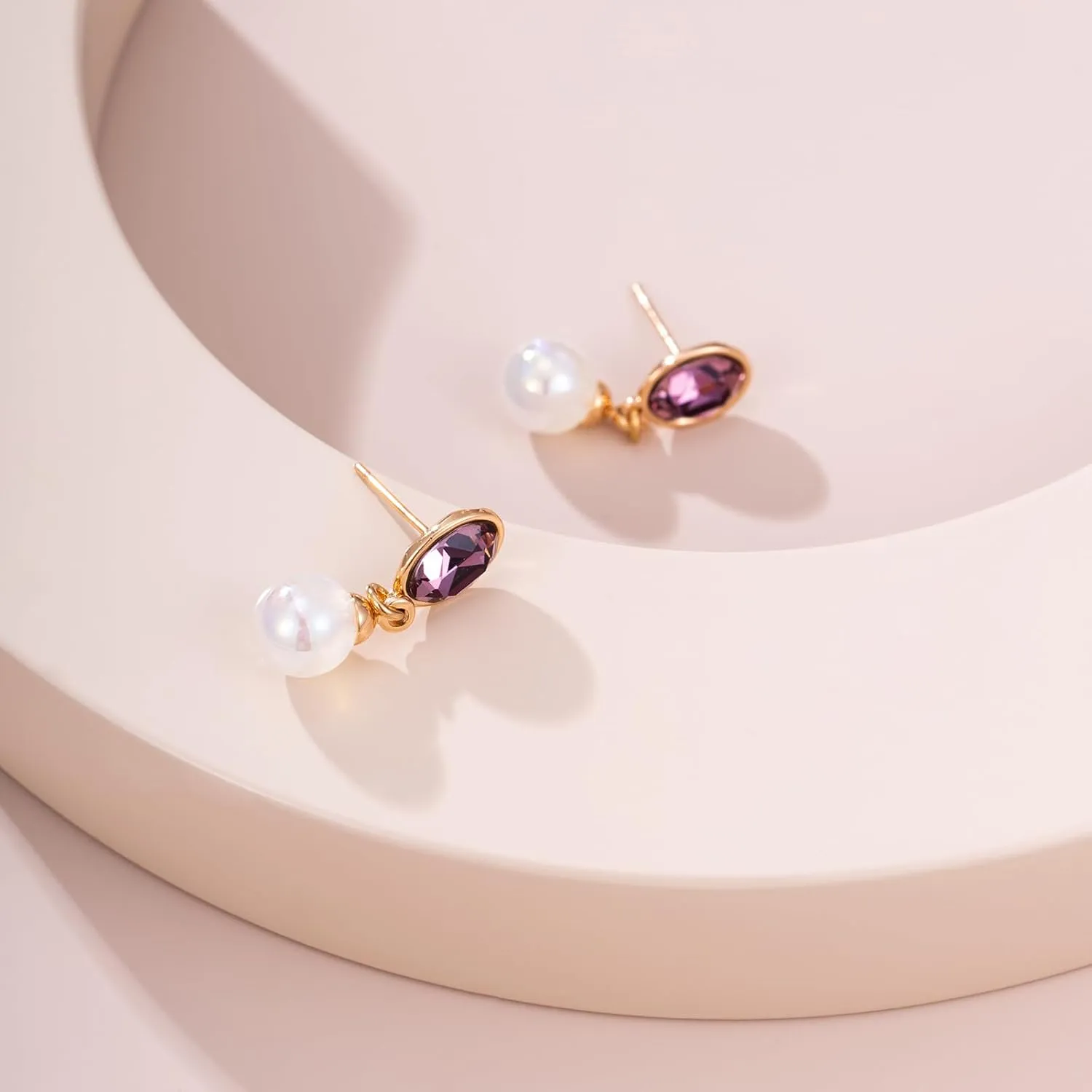 XUPING Simulated Pearl Earrings For Women 18K Gold Plated Silver Round Stud Cubic Zirconia Dangle Hoop Hypoallergenic Crystal Earring Jewelry