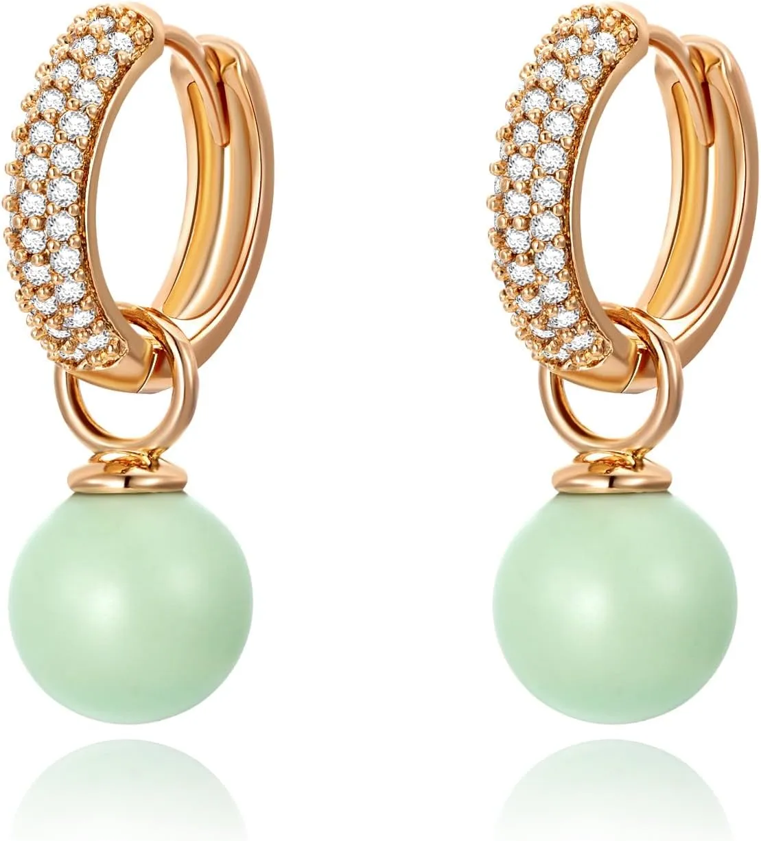 XUPING Simulated Pearl Earrings For Women 18K Gold Plated Silver Round Stud Cubic Zirconia Dangle Hoop Hypoallergenic Crystal Earring Jewelry