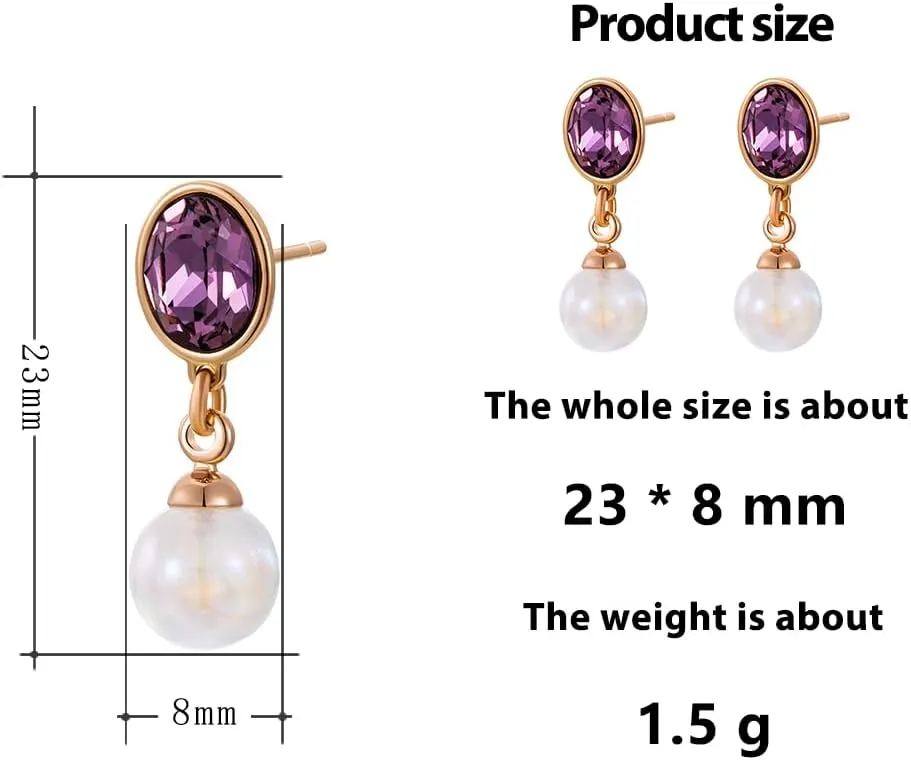 XUPING Simulated Pearl Earrings For Women 18K Gold Plated Silver Round Stud Cubic Zirconia Dangle Hoop Hypoallergenic Crystal Earring Jewelry