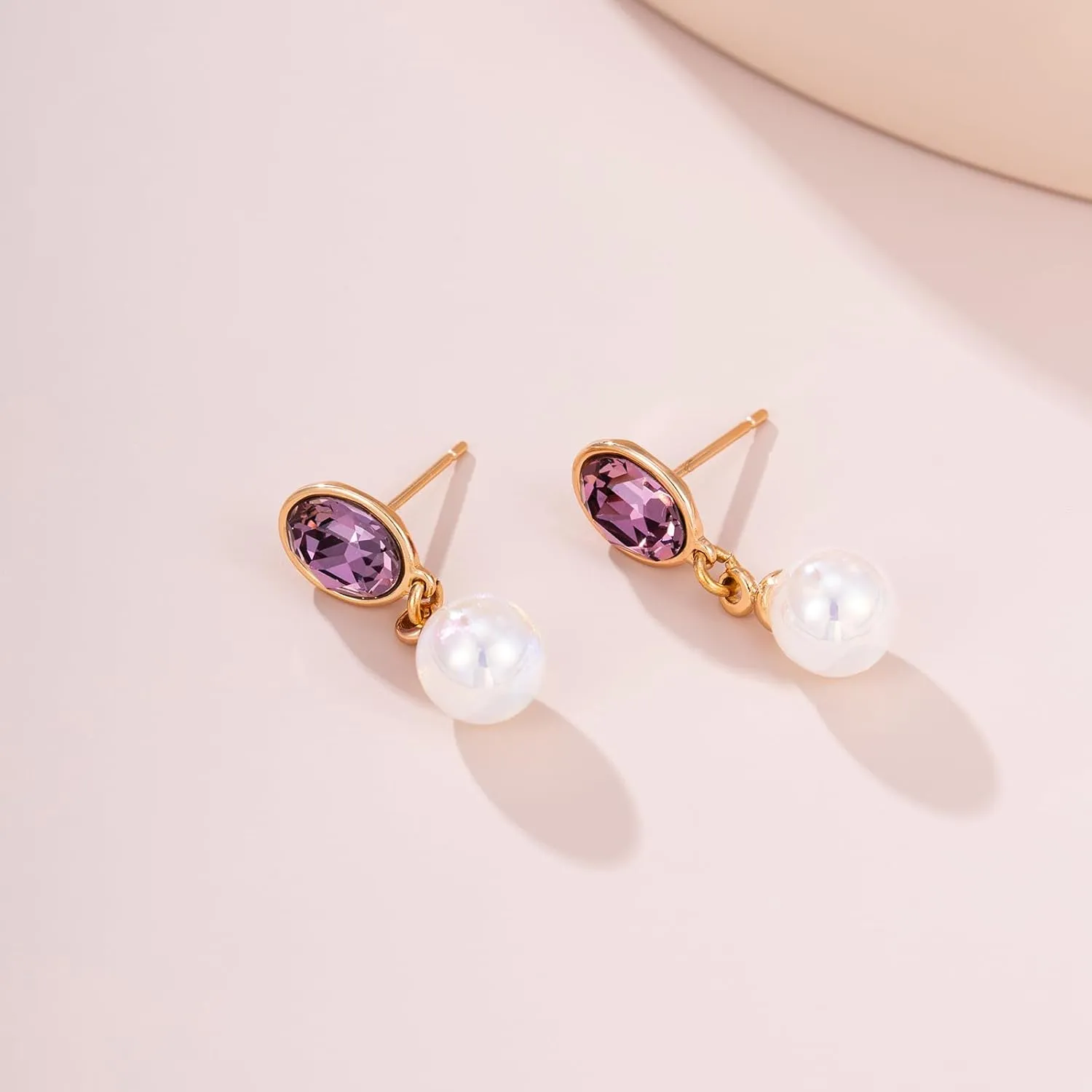 XUPING Simulated Pearl Earrings For Women 18K Gold Plated Silver Round Stud Cubic Zirconia Dangle Hoop Hypoallergenic Crystal Earring Jewelry